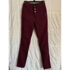 High-Waisted Maroon Jeans